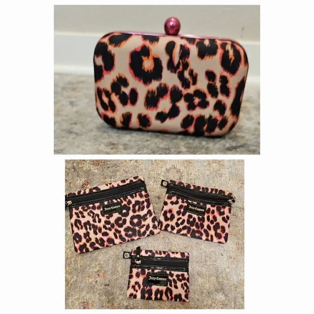 Juicy Couture Animal Print Chain Bag with Matching Pouches
